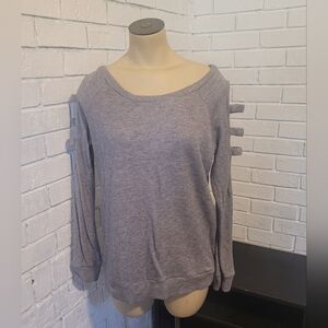 Fantastic Fawn Gray Ladder Cutout Sleeve Sweatshirt - Size M